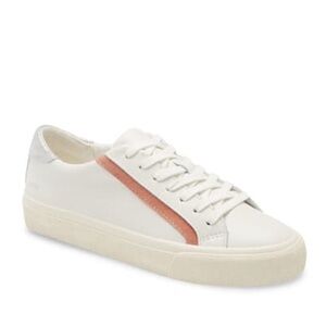 Madewell Delia White Leather & Pink Suede Sidewalk Low-Top Sneakers - 8.5